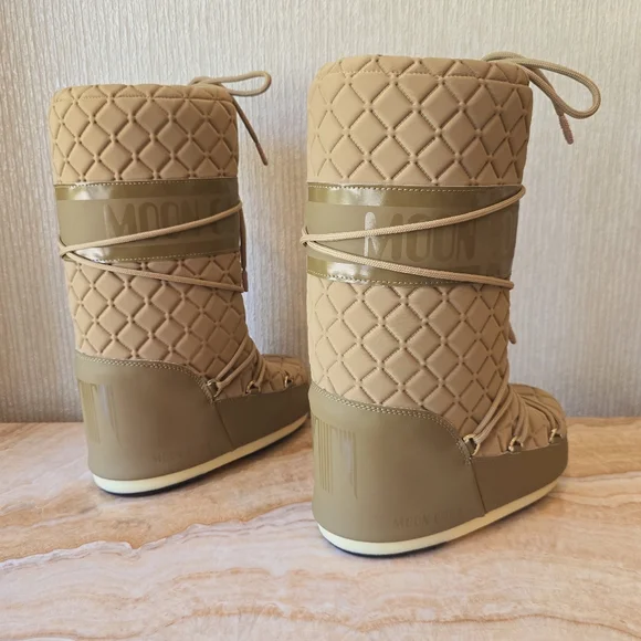 Moon Boot Tall Icon Quilt Boot Caramel Moon Boot Quilted Snow Boot - Picture 13 of 17